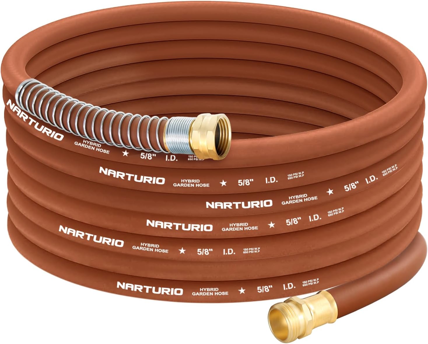 Heavy Duty Garden Hose 5/8" x 50ft, Flexible Lightweight Water Hose, NO Kink, Hybrid Rubber, 650 Burst PSI, Male to Female Fittings