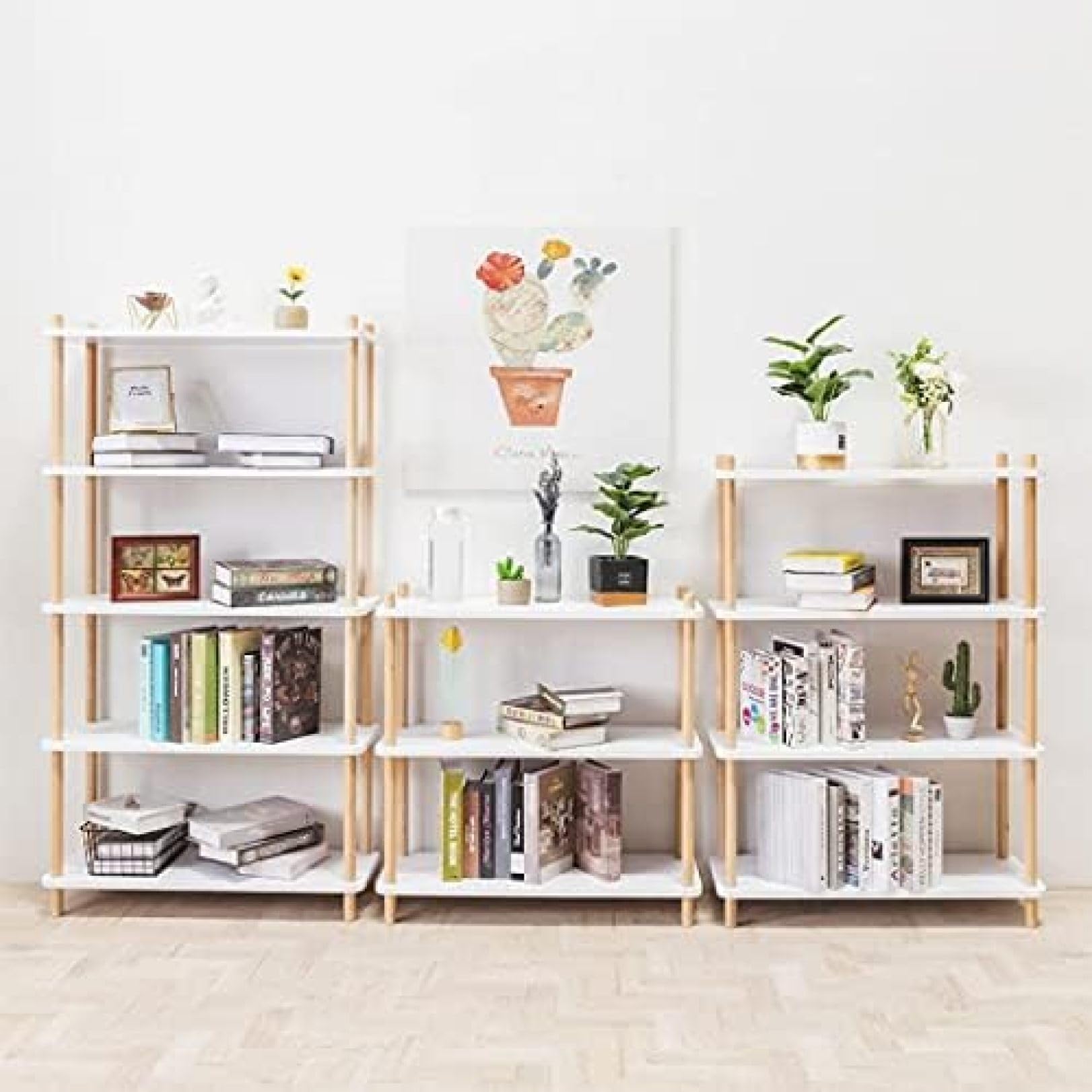 Amazon｜オープンシェルフ オープンラック 木製 無垢材 3段/4段/5段 幅