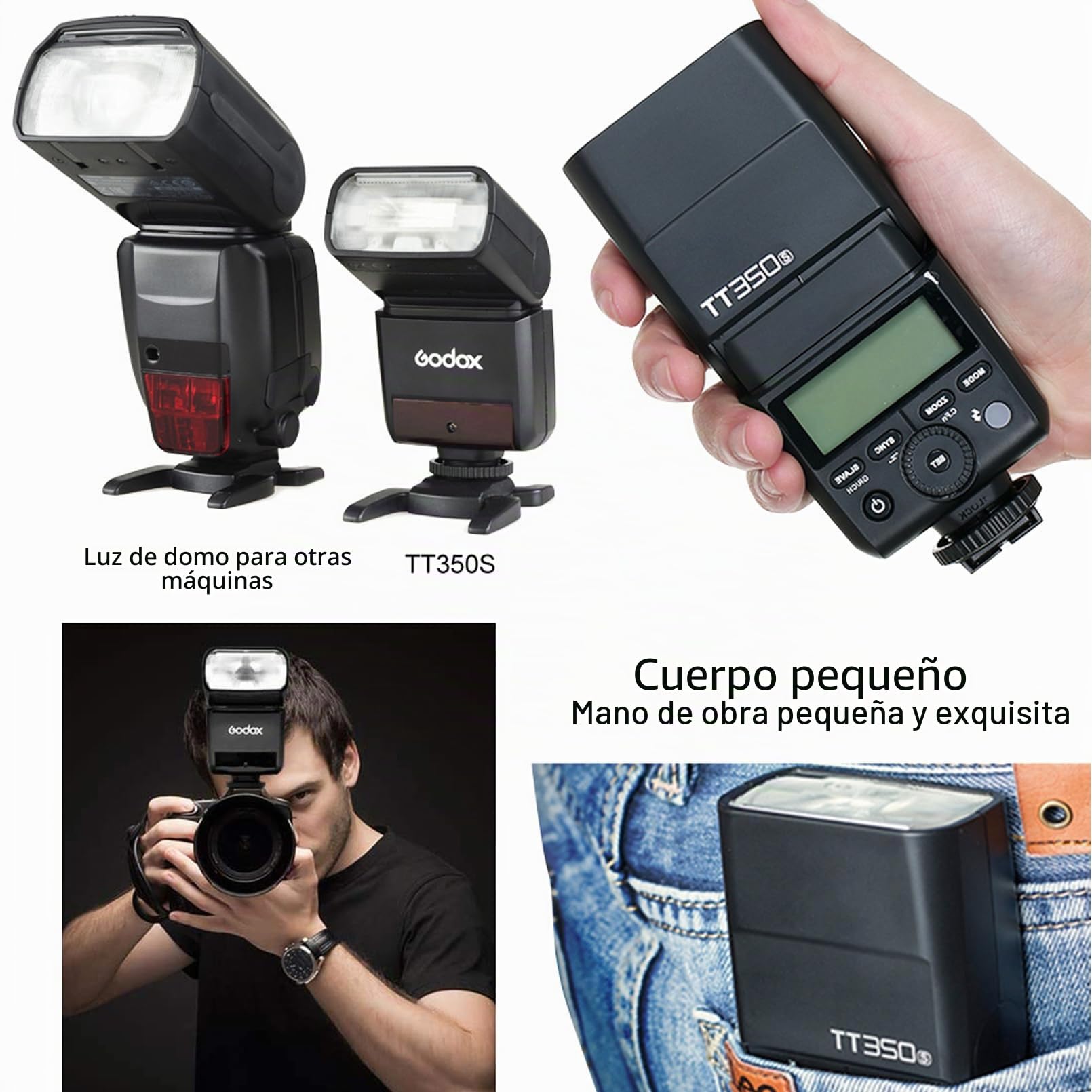 Godox TT350S TTL Cámara Flash Speedlite para Sony GN36 2.4G HSS 1 / 8000s GN36 Compatible para Sony Mirrorless Digital Camera