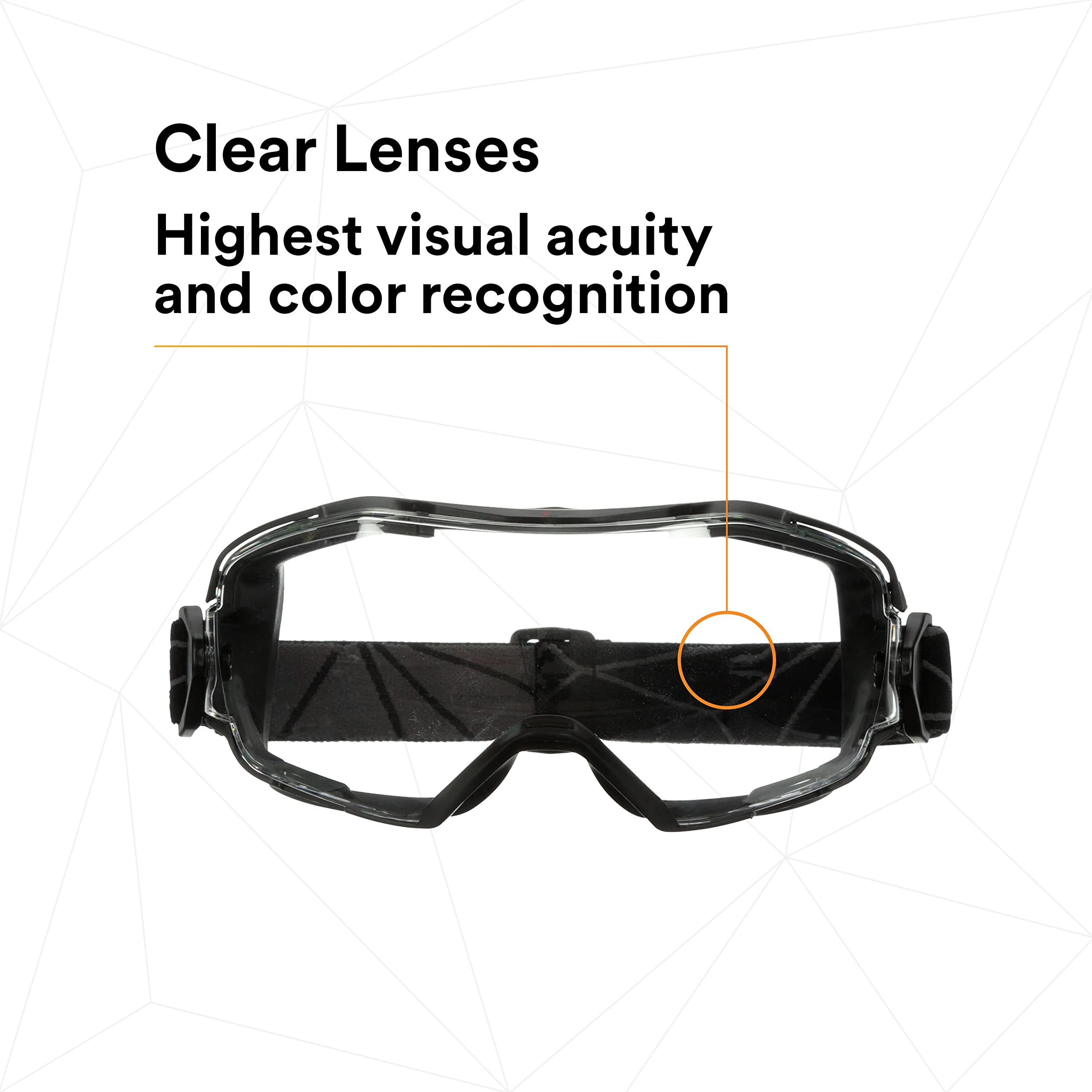 3M GoggleGear 6000 Series Gafas de seguridad, cubierta negra, revestimiento antivaho Scotchgard, lente transparente antiarañazos