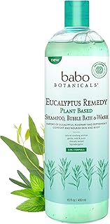 Babo Botanicals Eucalyptus Remedy Plant-Based 3-in-1 Shampoo, Bubble Bath & Wash - with Vapors of Eucalyptus, Rosemary & P...