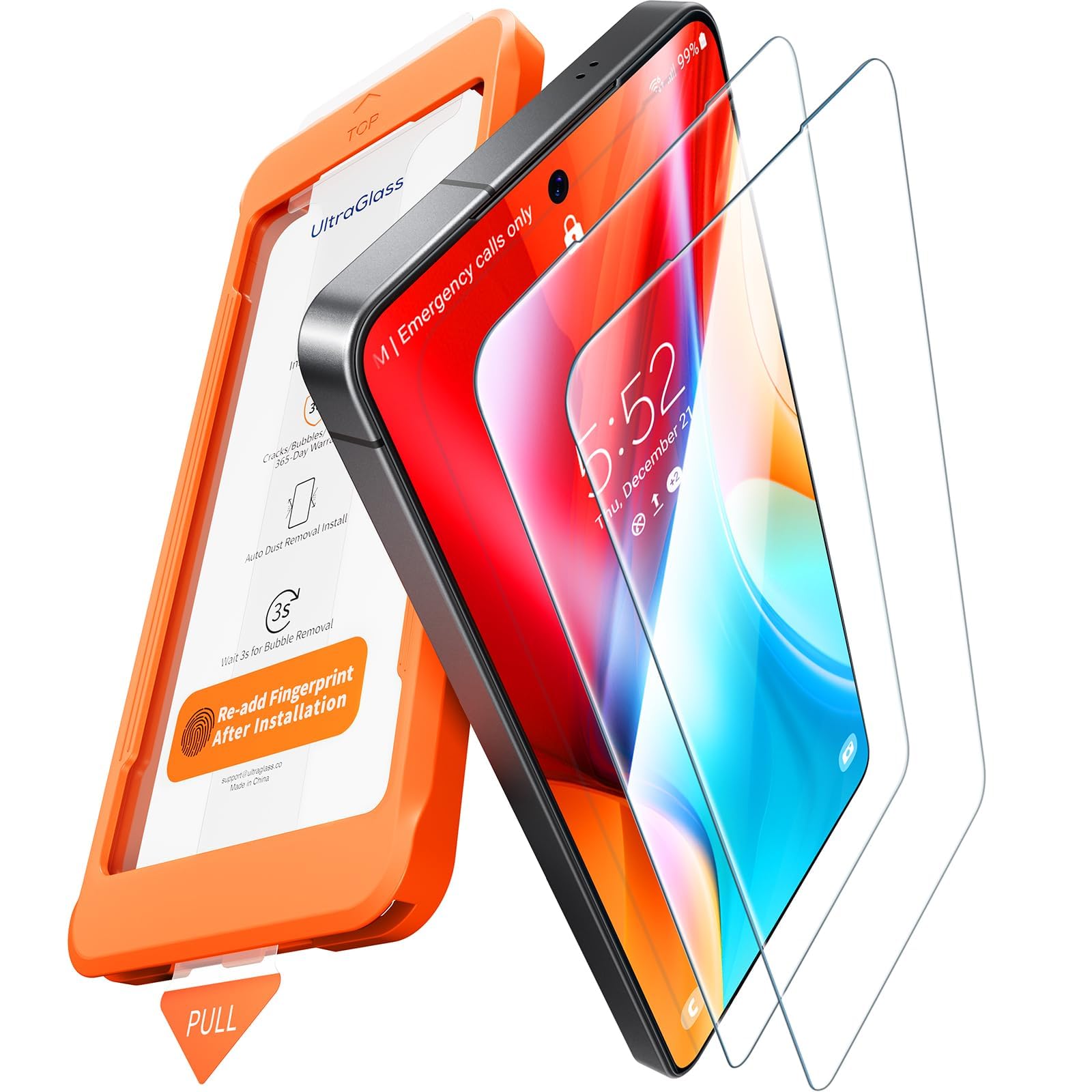 UltraGlass TOP 9H+ Armor for Samsung Galaxy S26 Screen Protector [NO.1 Military Grade Protection] Galaxy 26 Screen Protector Tempered Glass S26, Case Friendly, OnePull Install, 2 Pack