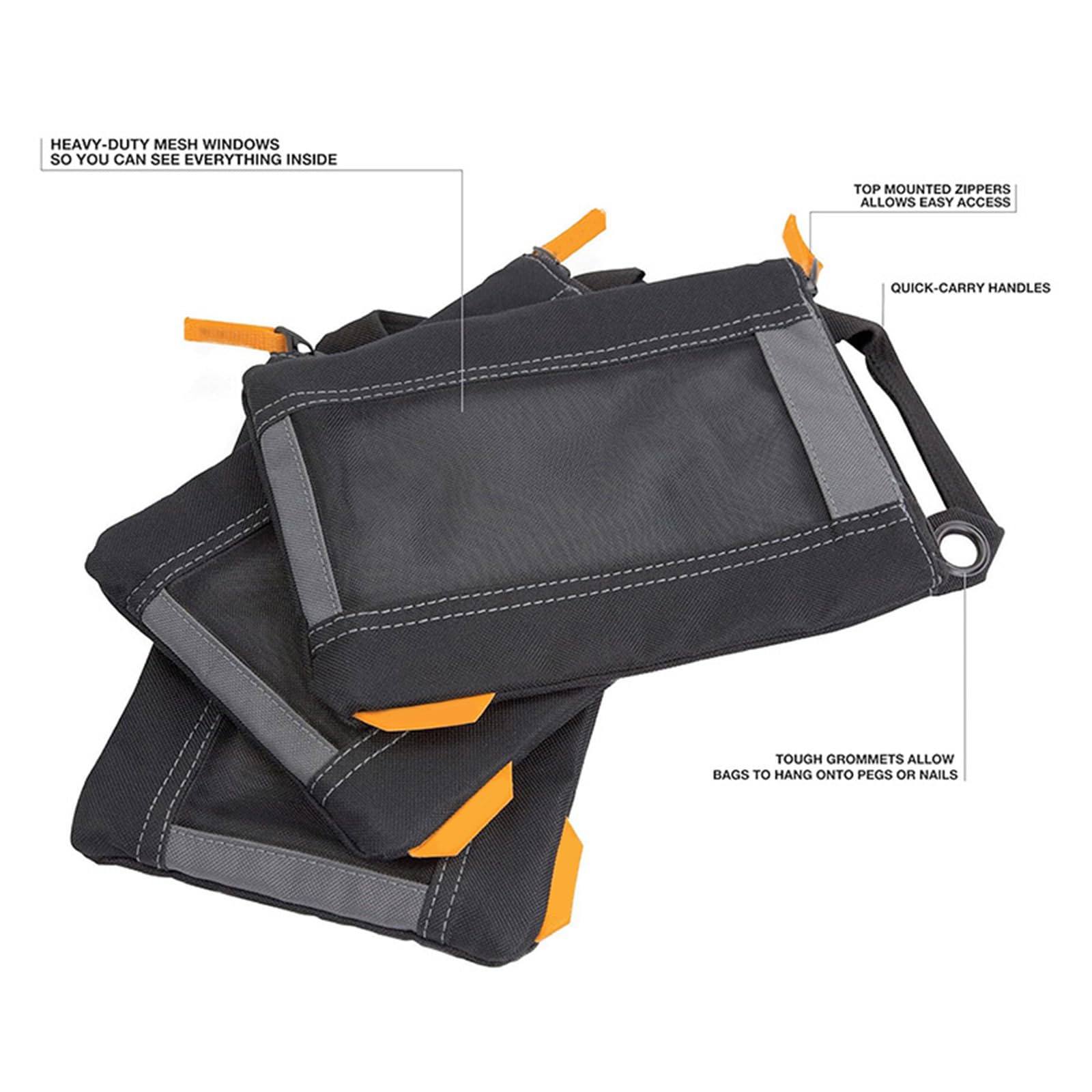 Juego de 3 bolsas organizadoras con cierre fuerte y pernos, tela impermeable y cinturones colgantes para jardinería, conveniencia, bolsa de herramientas con múltiples bolsillos