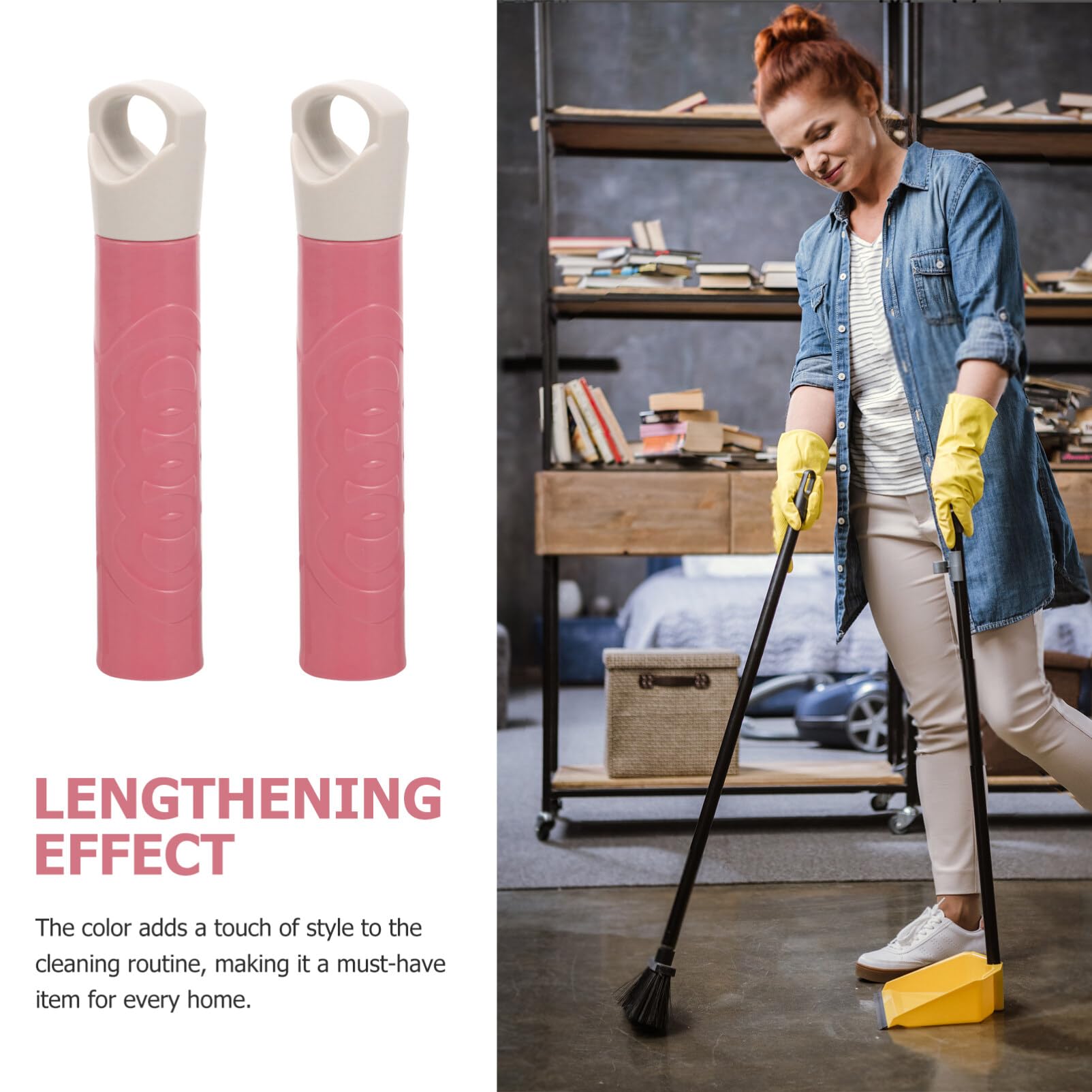 minkissy 2pcs Broom Handle End Caps Pink Sweeper Mop Handle Grip Cushion Hand Grip for Mop Rod