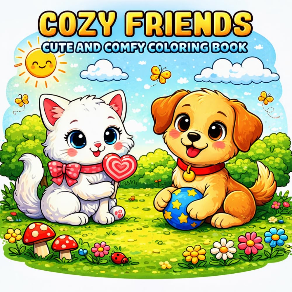 Cozy Friends Animal: Fun Coloring Books For Fids Age 3 to 6: Cuty And Comfy Coloring Pages For Preshoolers Age 3 To6