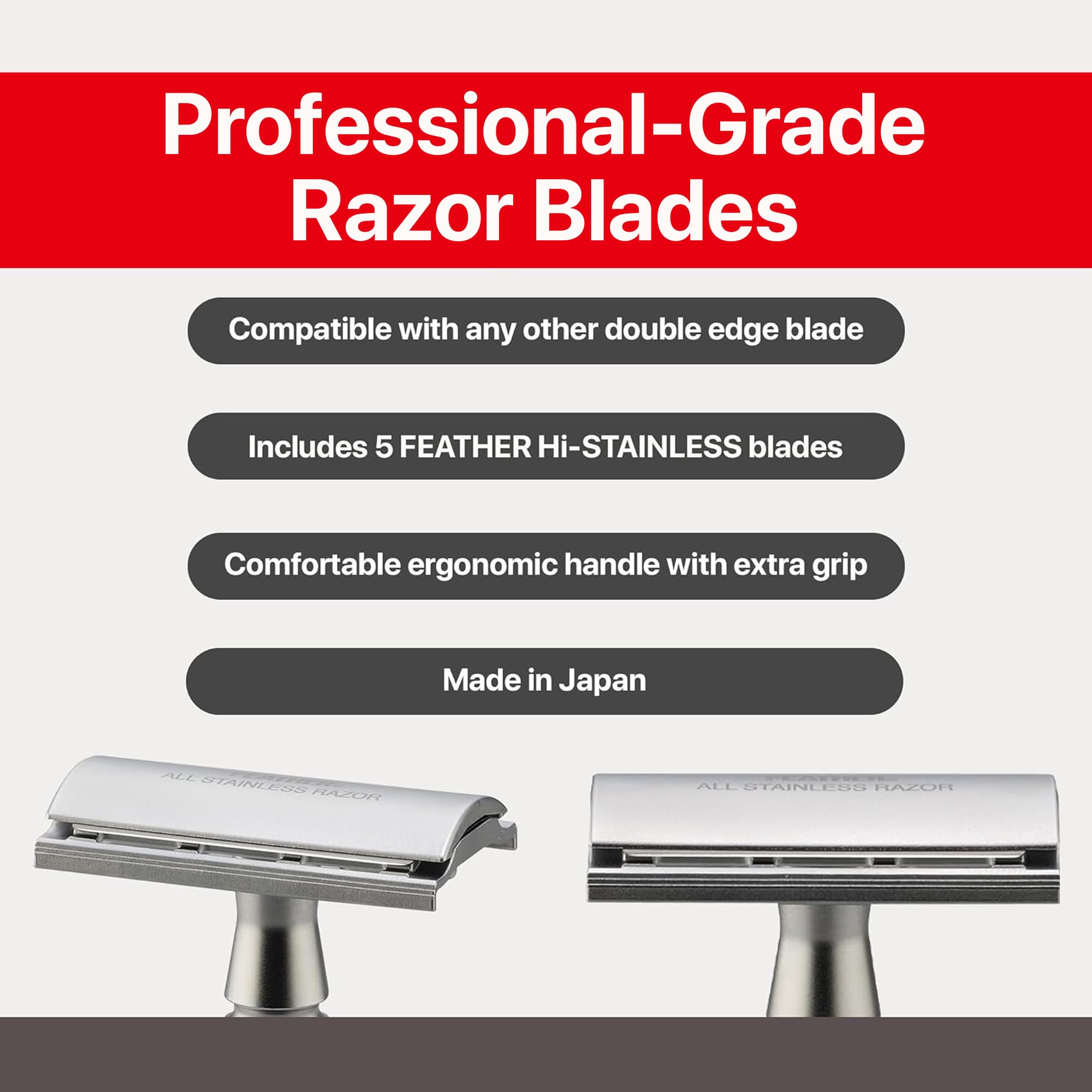 Jatai Feather Stainless Steel Double Edge Razor with Stainless Steel Stand, Extra Blades, & Gift Box by Jatai