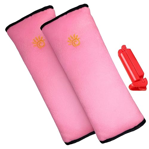 Paquete de 2 almohadas para cinturón de seguridad para niños, felpa suave y segura, cojín para cinturón de seguridad de vehículo y almohadillas para