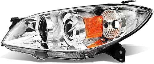DNA Motoring OEM-HL-0092-L reemplazo de la faro del proyector del lado del conductor del estilo de fábrica cromado para 04-09 Mazda 3 Sedan