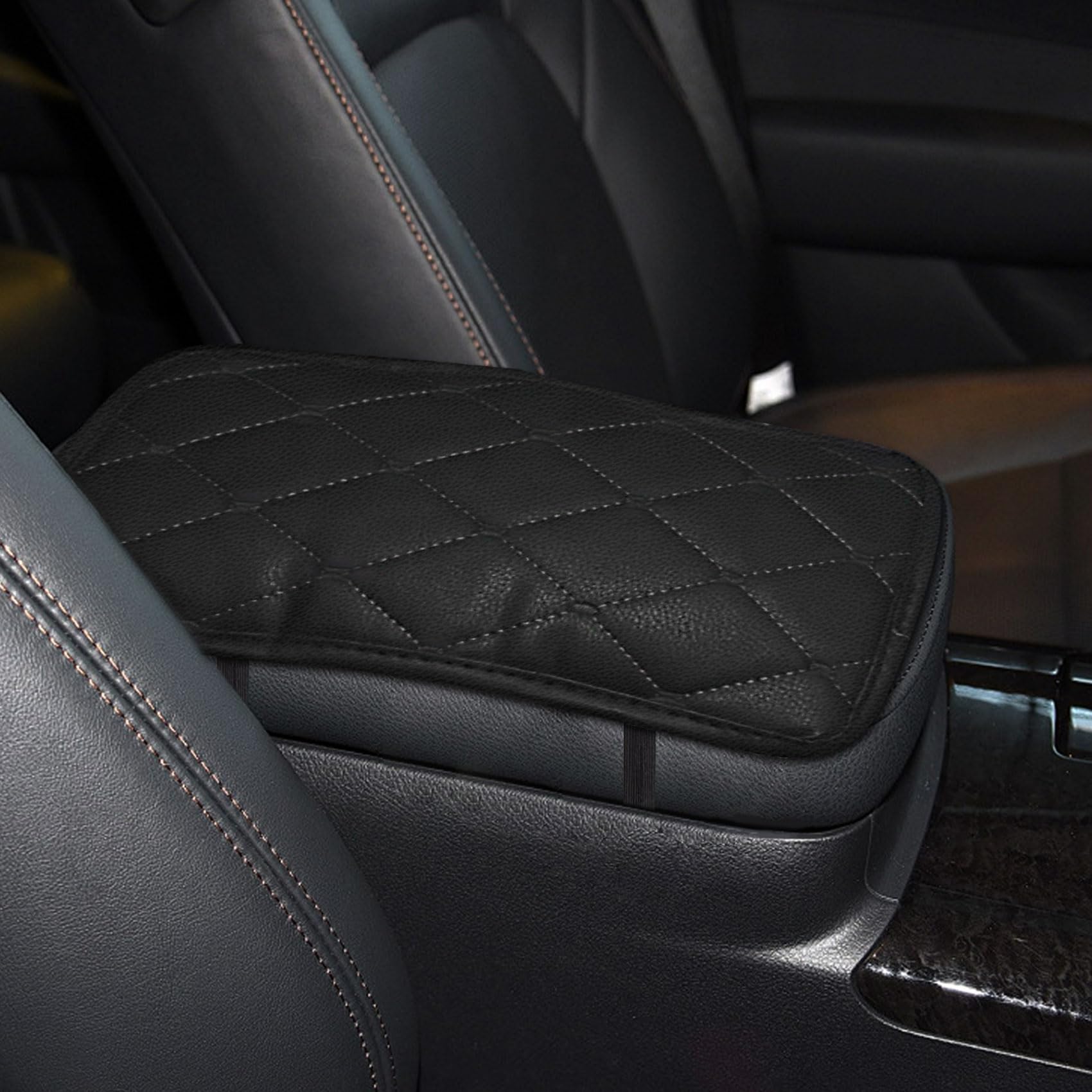 deemars Auto Center Console Pad, Waterproof Console Cushion Seat Box Cover, Car Armrest Seat Box Cover Protector, Suitable for Car Interior Protection Accessories for Cars, Vehicles, SUVs (Black)