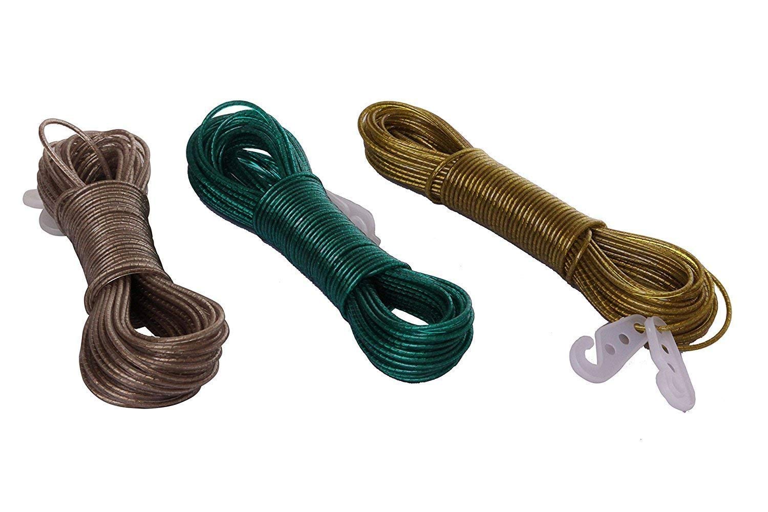 Eagean Cloth Line for Drying Clothes Metal Coated Rope 20 Mtr/Mix Coated Wire Ropes for Hanging Drying Clothes Nylon Clothesline (20 m)(Multicolour) Pack of 3 Pcs (B0CH3P3RHD) Amazon Price History, Amazon Price Tracker