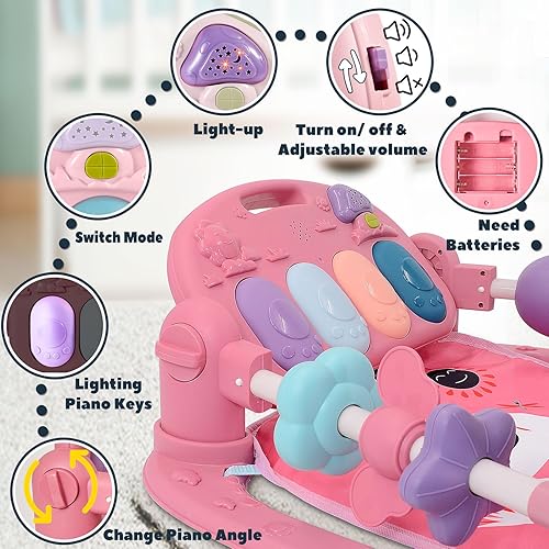 Miniatura 3 de TAMOIE Alfombrilla de juego para bebé, gimnasio de actividades para piso, piano para patear y jugar, gimnasio para niños, juguetes para bebés de