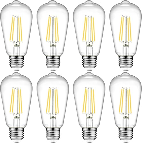 Miniatura 10 de Ascher - Bombillas LED Edison vintage, 6 W, equivalente a 60 W, no regulables, blanco cálido, 2700 K, bombillas de filamento LED antiguas ST58 con