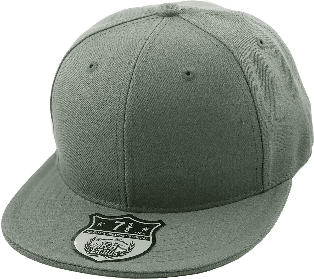 KBETHOSThe Real Original Fitted Flat-Bill Hats True-Fit, 9 Sizes & 20 Colors, 05. Dark Gray, 7 1/2
