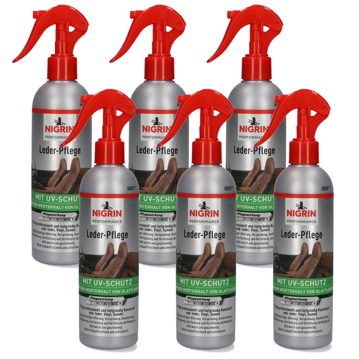 NIGRIN Performance Leder-Pflege (6er Pack je 300ml), Reichhaltige Intensivpflege für alle Glattleder