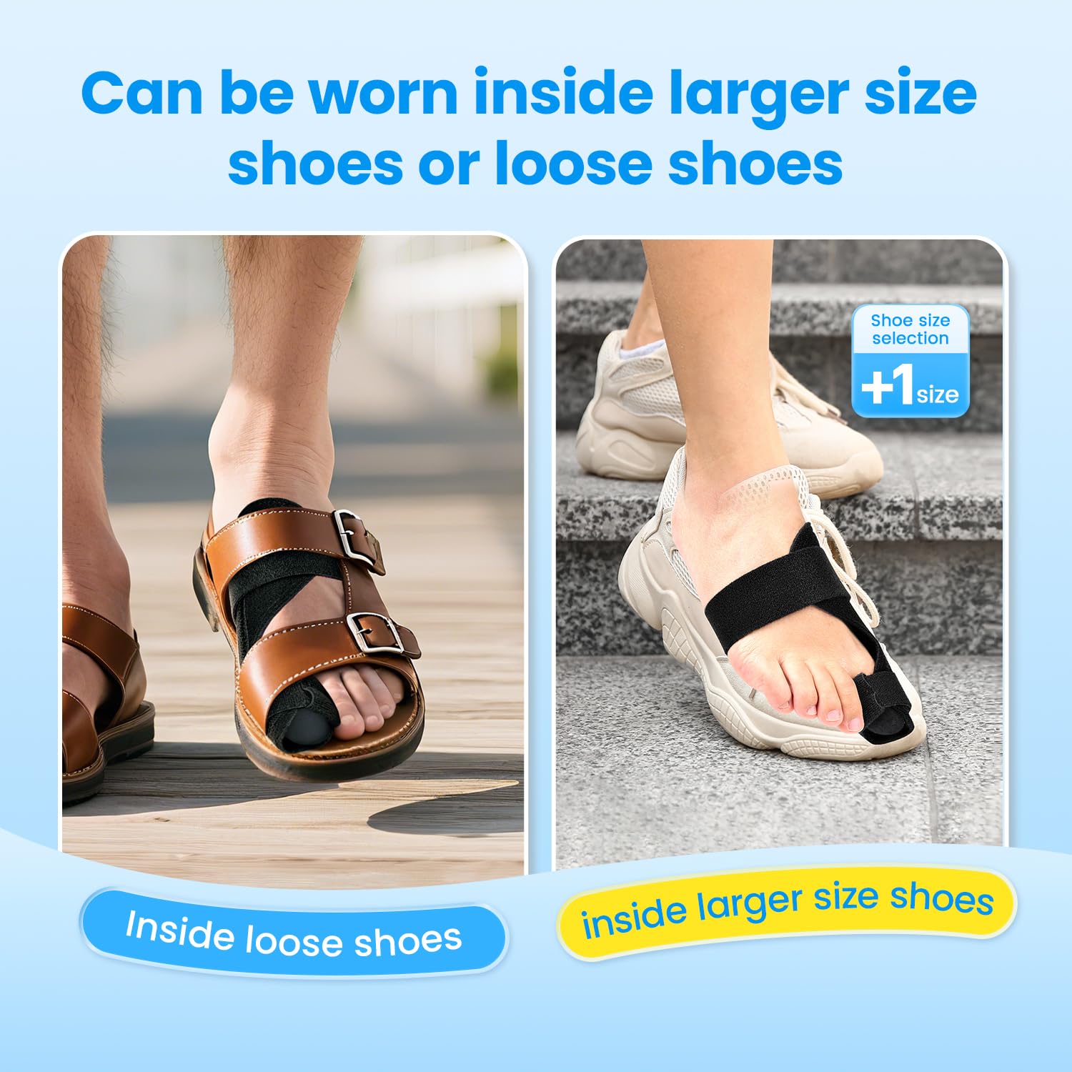 Big Toe Splint for Women & Men, Broken Big Toe Support Brace for Fracture Fixation,Sports Sprains,Injuries, Adjustable Big Toe Protector with 2 Stainless Steel Plates for Day & Night - Left (Black)
