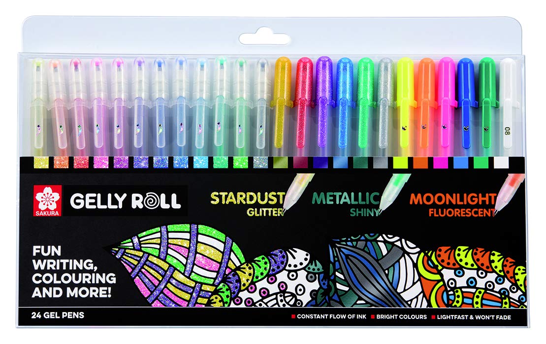 SAKURA Gelly Roll Set of 24 Gel Pens, Stardust Metallic Moonlight