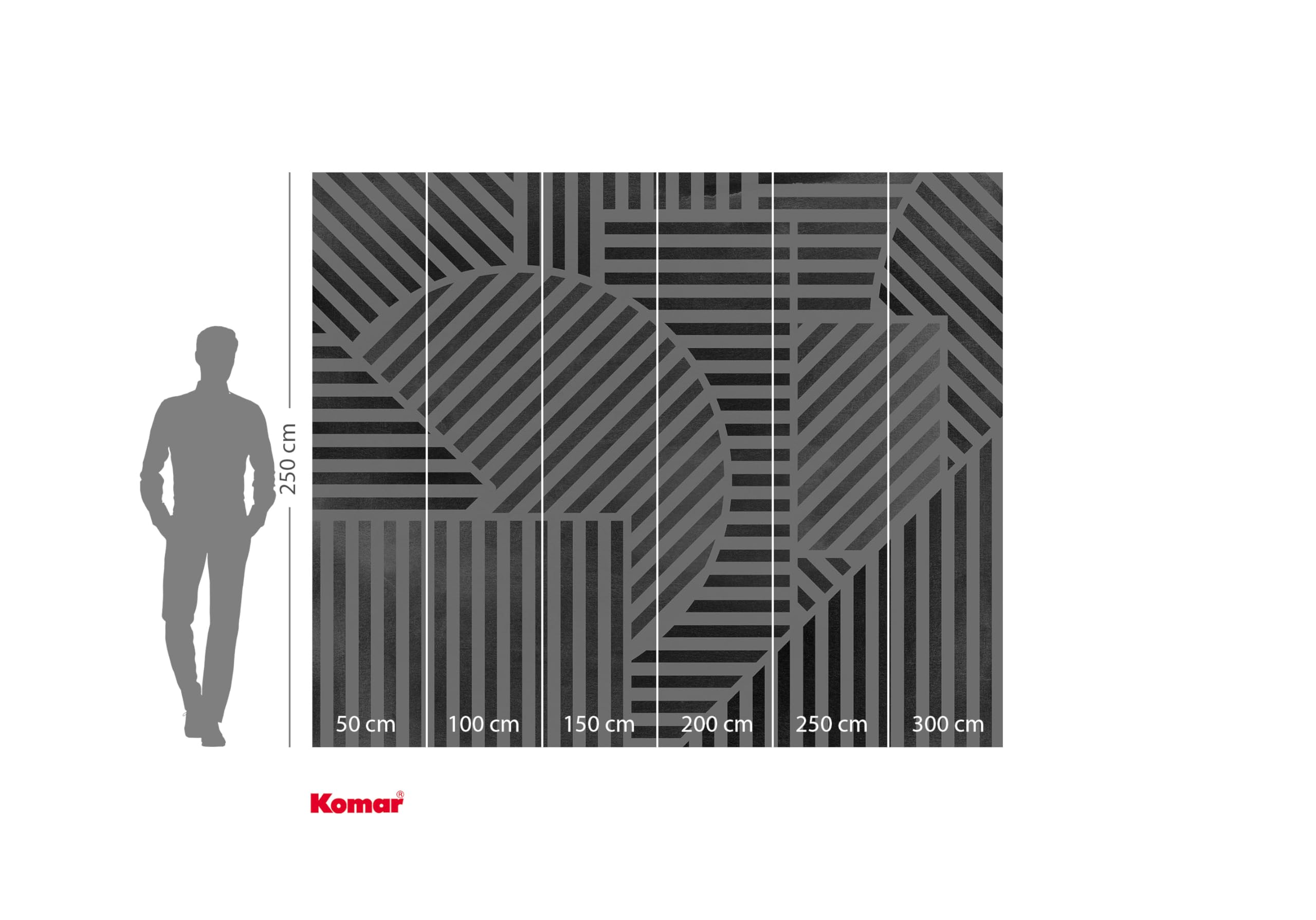Komar Vlies Fototapete - Jeux de Lignes - Größe 300 x 250 cm - Tapete, Wanddekoration, Wohnzimmer, Schlafzimmer, Büro
