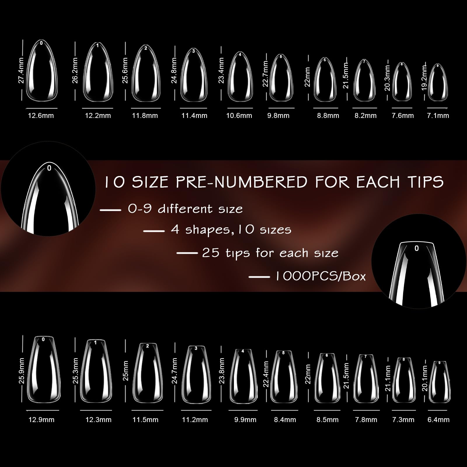1000 Nail Tips - Clear False Nails for Salon & DIY -6
