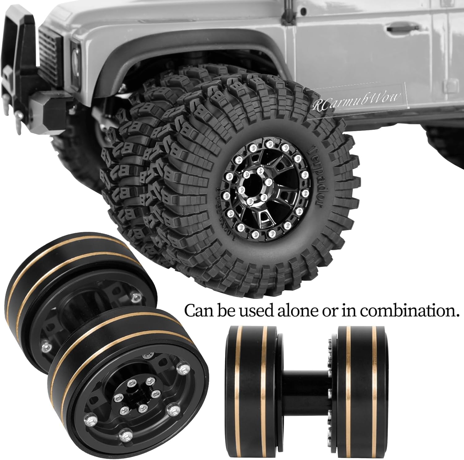 RC 1.3 Beadlock Wheels Single & Dually for 1/18 TRX4M Ascent-18,1/24 SCX24 FCX24 RC Crawler Car,Aluminium & Brass 1.3 Beadlock Rims,4pcs,Black w/Black