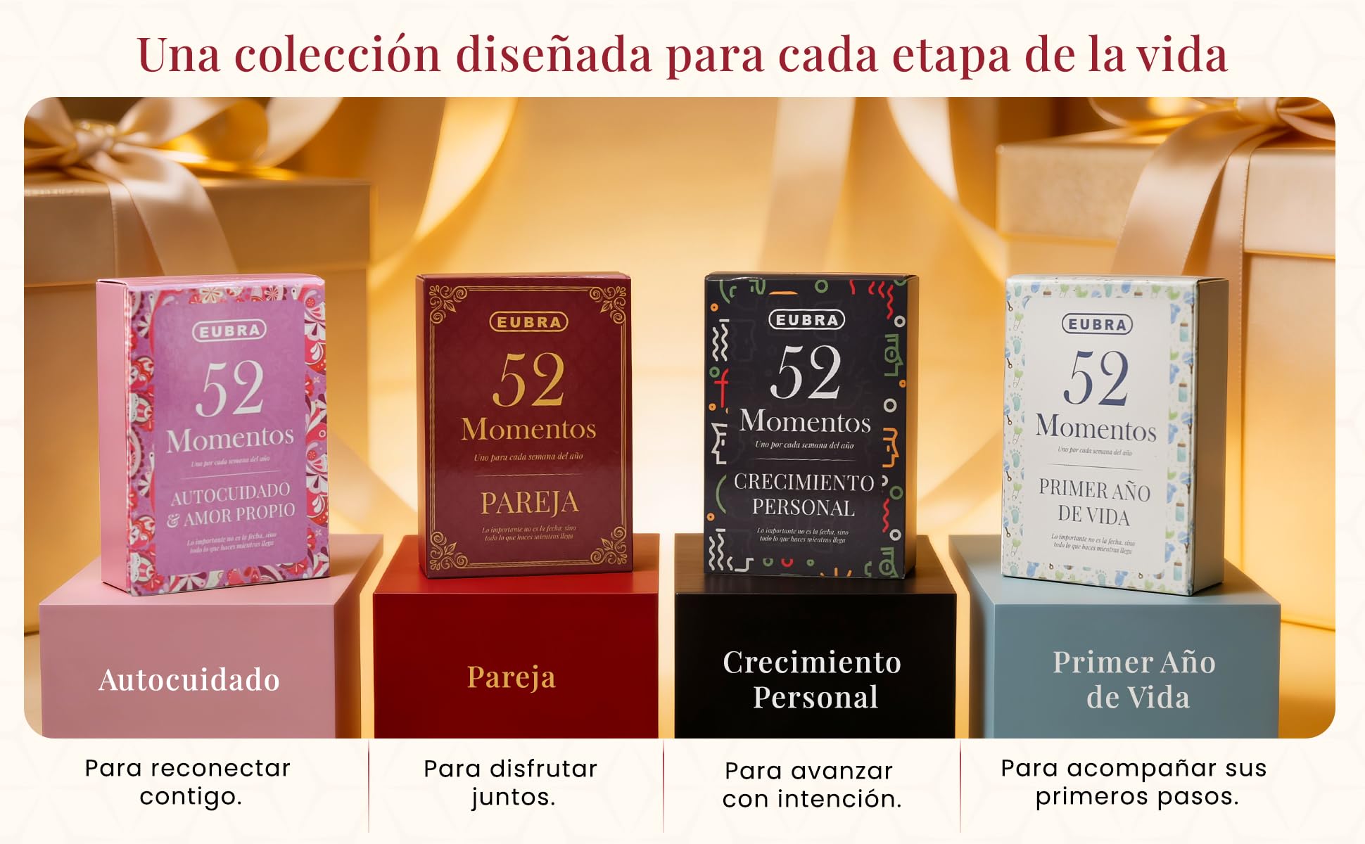 EUBRA 52 Momentos Pareja • Ritual Semanal 52 Tarjetas con Reflexiones y Retos • Caja Atril Decorativa • Regalo Original Aniversario Boda Matrimonio San Valentín Novios Hombre Mujer Amor Conexión — view 8