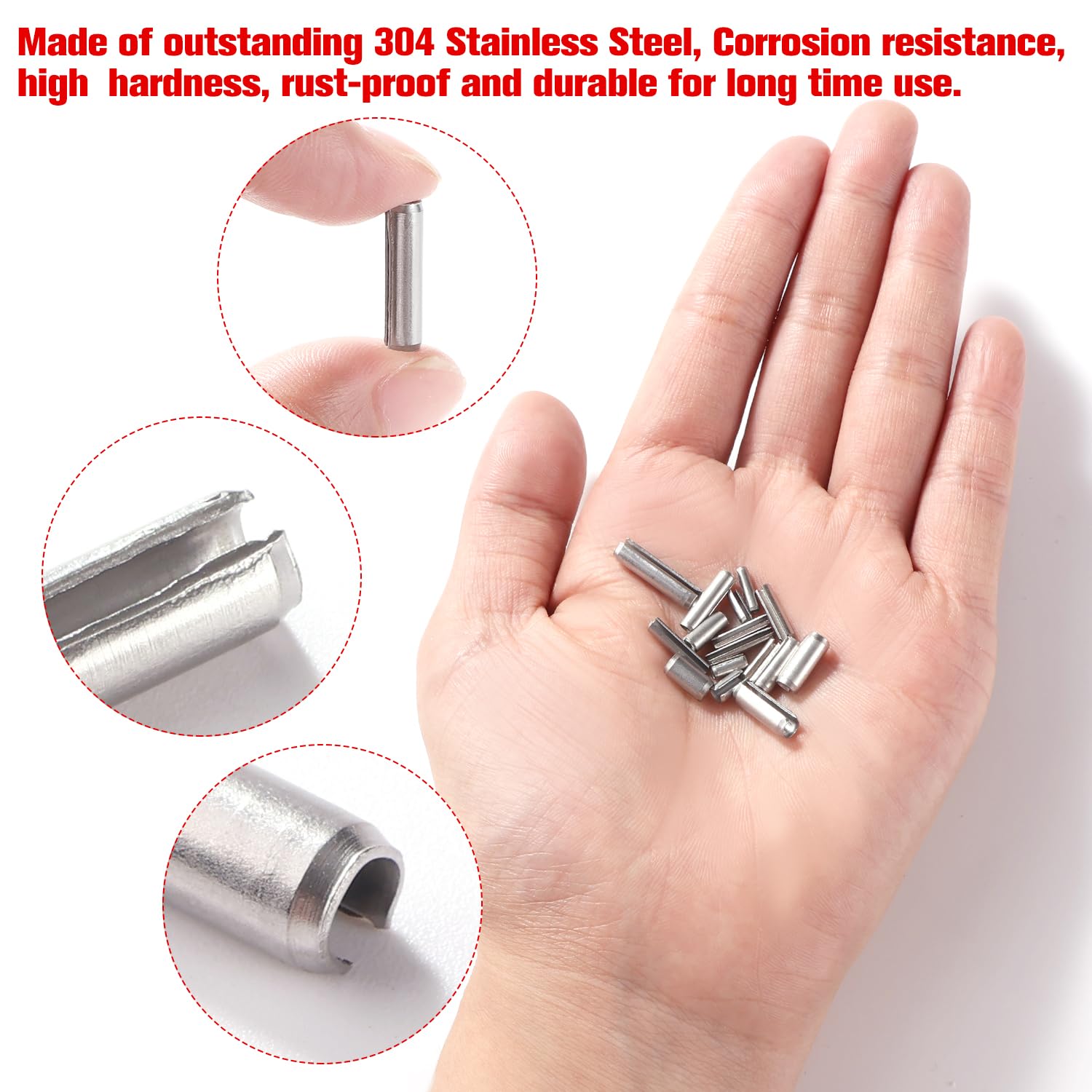 YIXISI 200 PCS 16 Sizes M2 / M2.5 / M3 / M4 Roll Pins Assortment Set, 304 Stainless Steel Split Spring Dowel - Image 3