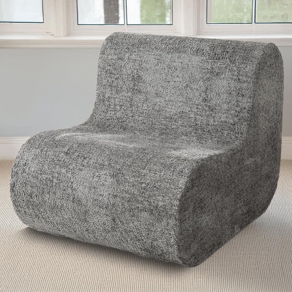 Iris Plaza L-Shaped Urethane Sofa Cloud-Like Stylish Single Seat Flannel Cover Light Gray
