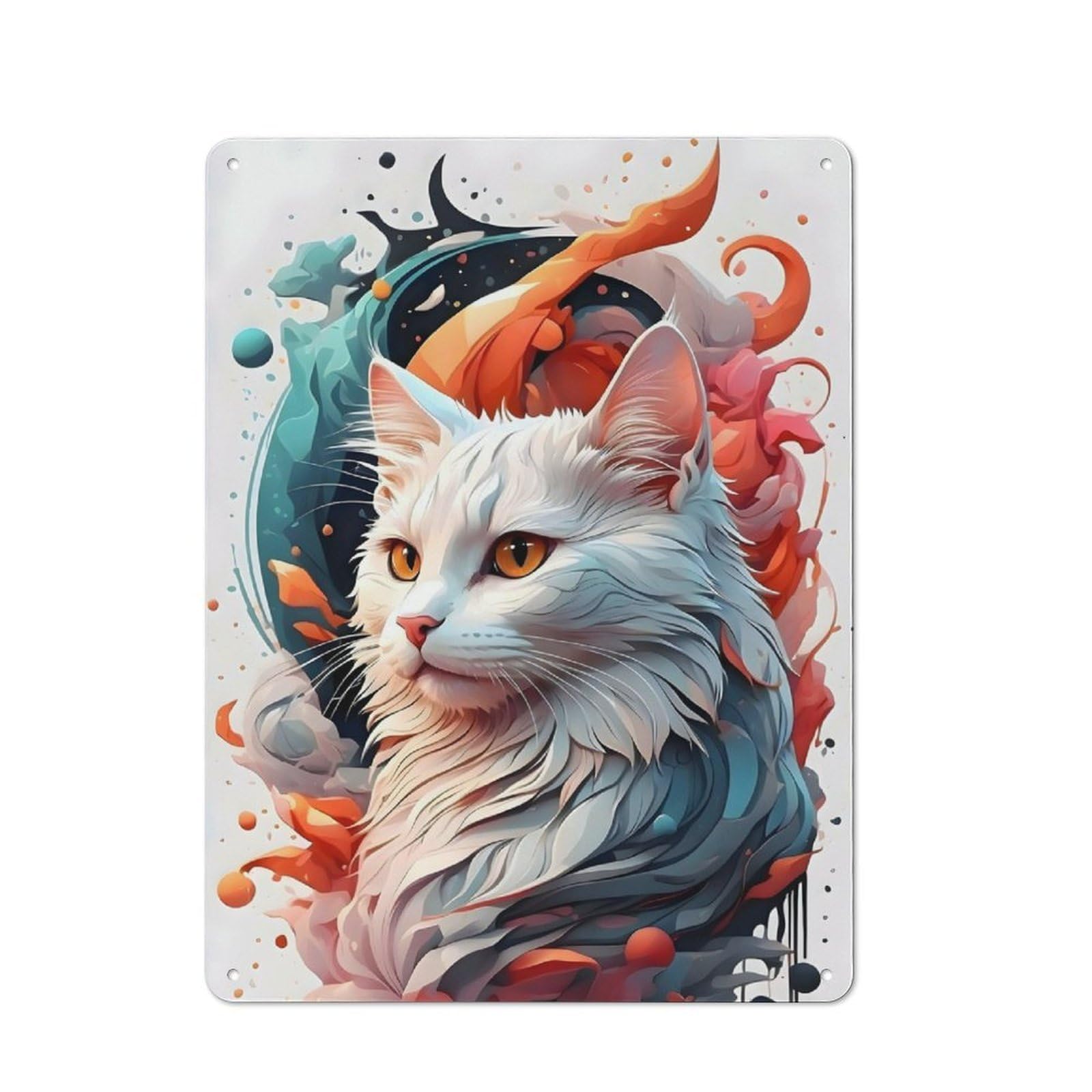 Junmoney Ai Cat Or Vector Cat Vintage Tin Sign 40X30cm With For Studio Or Craft Room, A Winter Wall Decor Update For Creative-Space Collectors