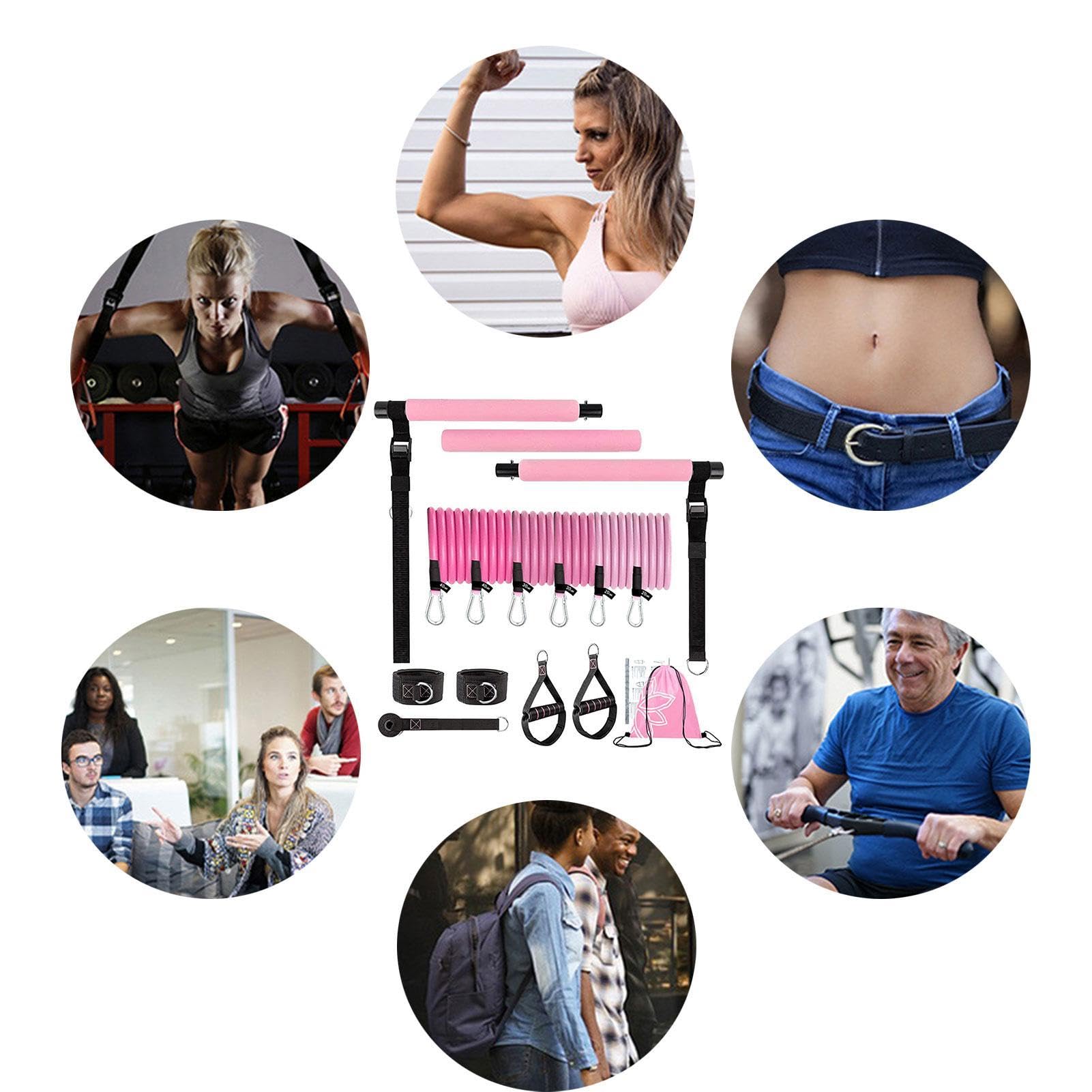 Pilates-Stangen-Set mit Widerstandsbändern, Workout-Ausrüstung, Heim-Fitnessstudio, mit Widerstandsbändern für Damen, Ganzkörper-Krafttraining, Yoga, Pilates