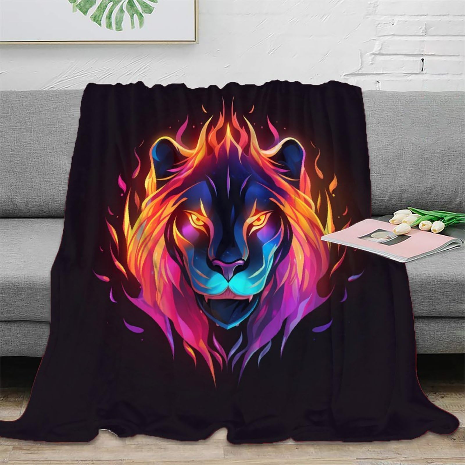 Plaid lion 3D couverture microfibre haut de gamme literie respirante