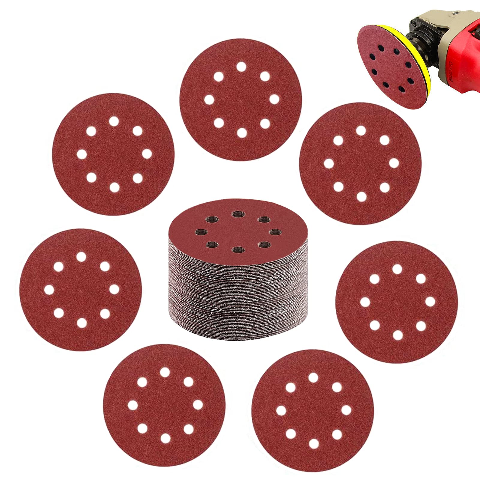 Disco Abrasivo Da 125 Mm Set Di 25 Dischi Abrasivi A 8 Fori - - 5 X 60