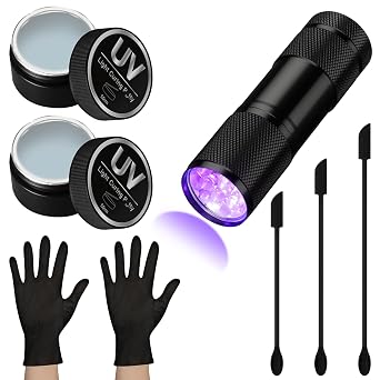 Hortsun 16 Pcs UV Light Curing Putty Kit for 3D Print and Models, 395nm UV Flashlight, Disposable Gloves, Silicone Applicator Resin Clay Kit for Craft Model Repair, White, 100g Classic