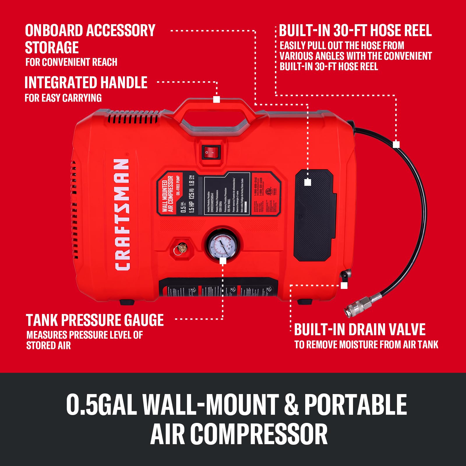 CRAFTSMAN Air Compressor - 8 PC Kit, Tire Inflator -4