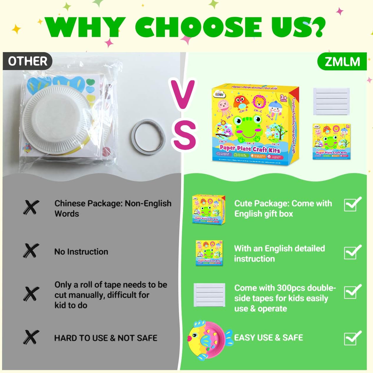 ZMLM Art Craft Gift for Kids: Paper Plate Art Kit for Girl Boy Toy DIY Animal Art Supply Projects Toddler Creative Activity Children Preschool Classroom Party Favor Bulk Birthday Christmas Game Crafts : Toys & Games