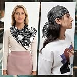 2PCS Silk Feeling Scarf Bandanas 27.5 Inches Large Square Satin Head Hair Wrap Scarves Cute Aesthetic for Women Girls