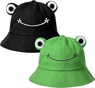 beifon Fishing Hats Women's Fishing Hat Frog Sun Hat Fishing Hat Bucket Hat Unisex Bucket Hat Foldable Outdoor Hat Summer Hat Fishing Headgear for Camping Hiking Angle