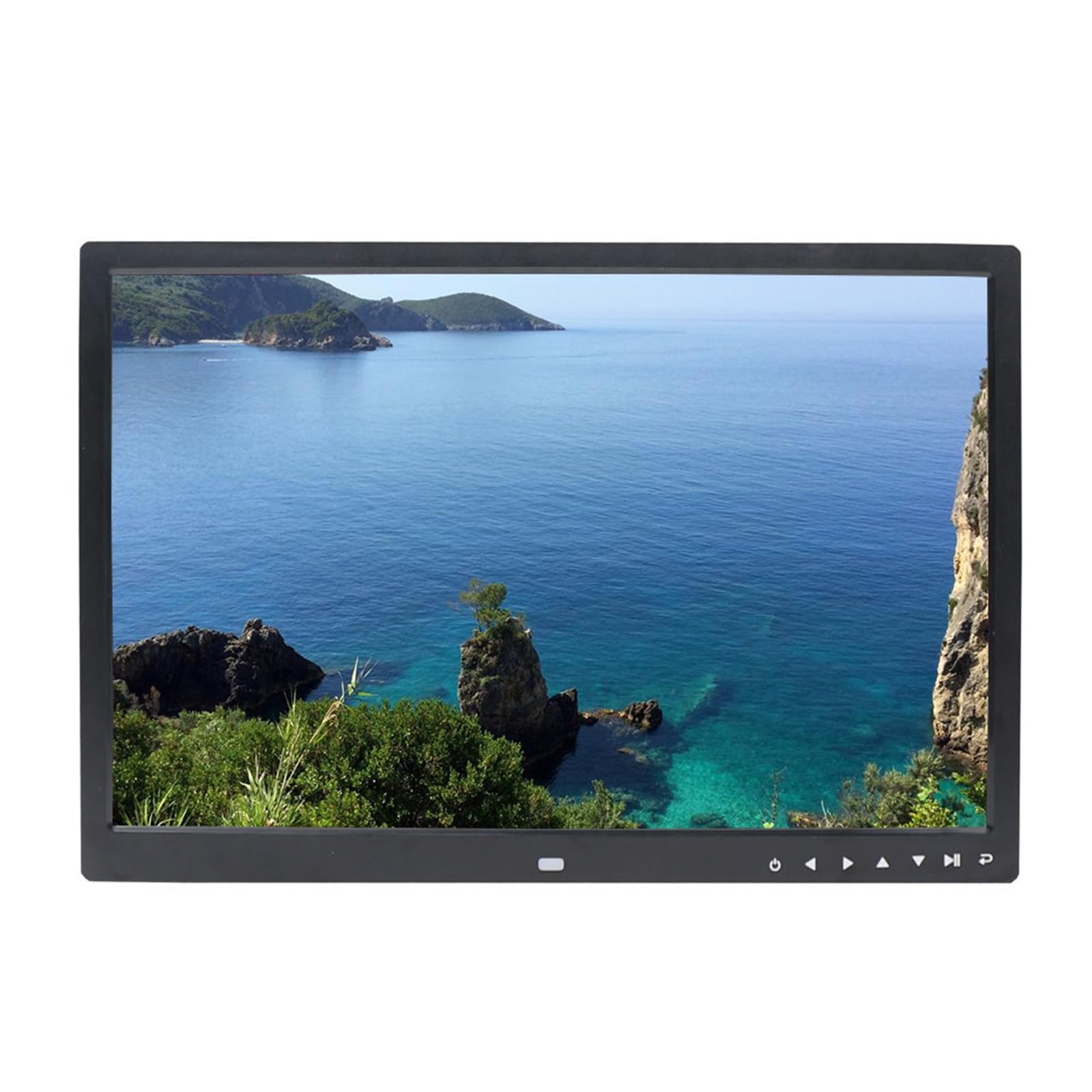 17-Zoll-Digital-Fotorahmen mit Anzeige von Fotos, Musik und Videos, digitalem Fotoalbum, Kalender, Wecker, automatischem EIN-/Aus-Timer (Color : Black)
