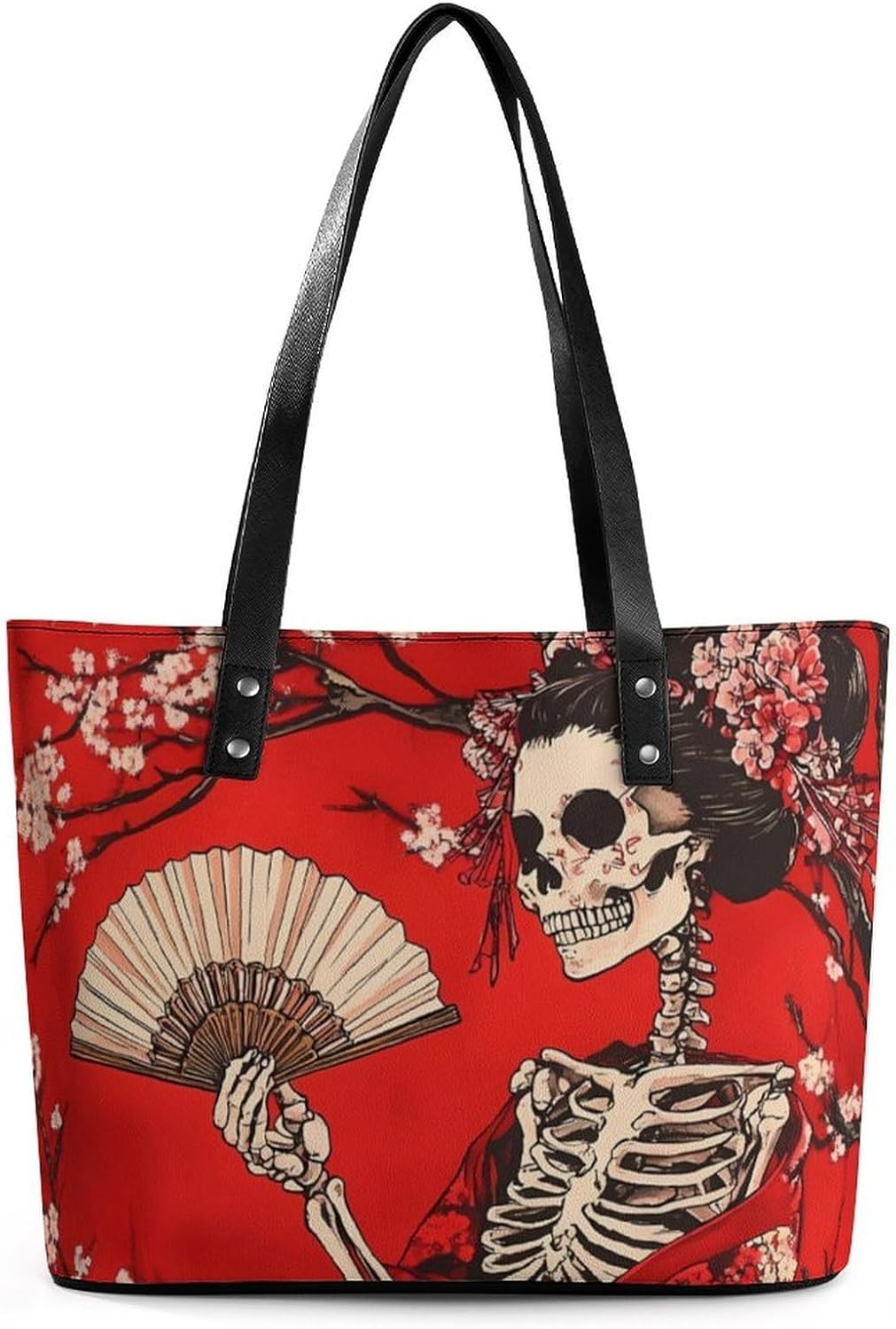 Japanese Geisha-(Girls) Skeleton Women's Tote Leather Handbag Shoulder Bag Purse for Shopping Travel
