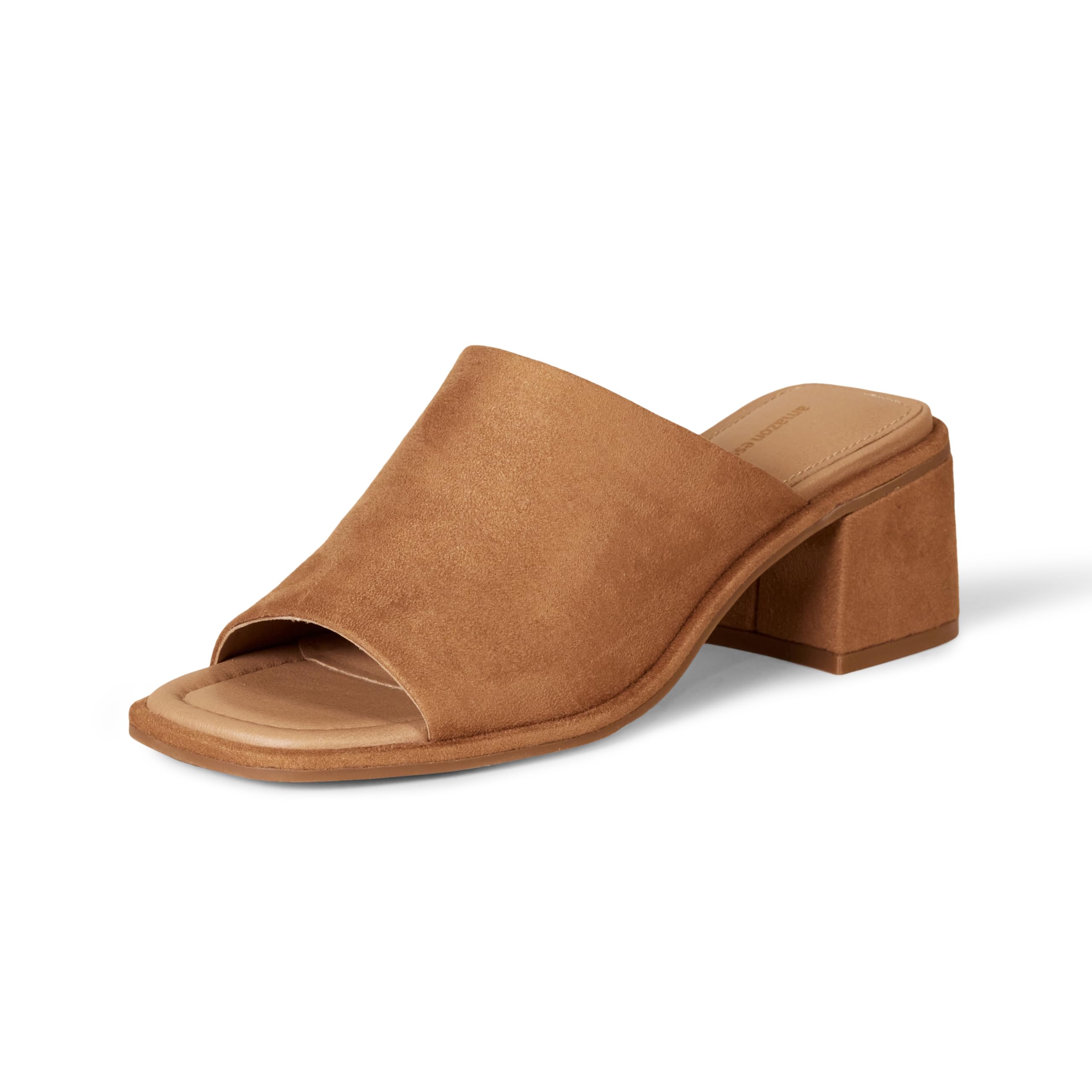 Amazon Essentials Women's Block Heel Mules, Tan Faux Microsuede, 2.5 UK
