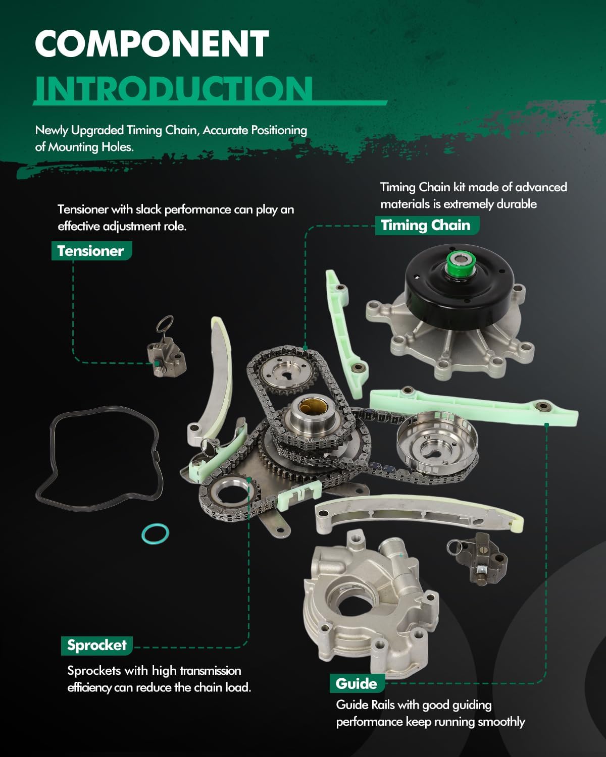 SCITOO Timing Chain Kit suitable for Chrysler Aspen,for Dodge Dakota,for Jeep Commander,Grand for Cherokee,for Ram 1500,for Ram Dakota 2007-2013 53020679,53020779,53021168AA,53021965AA,53021968AA