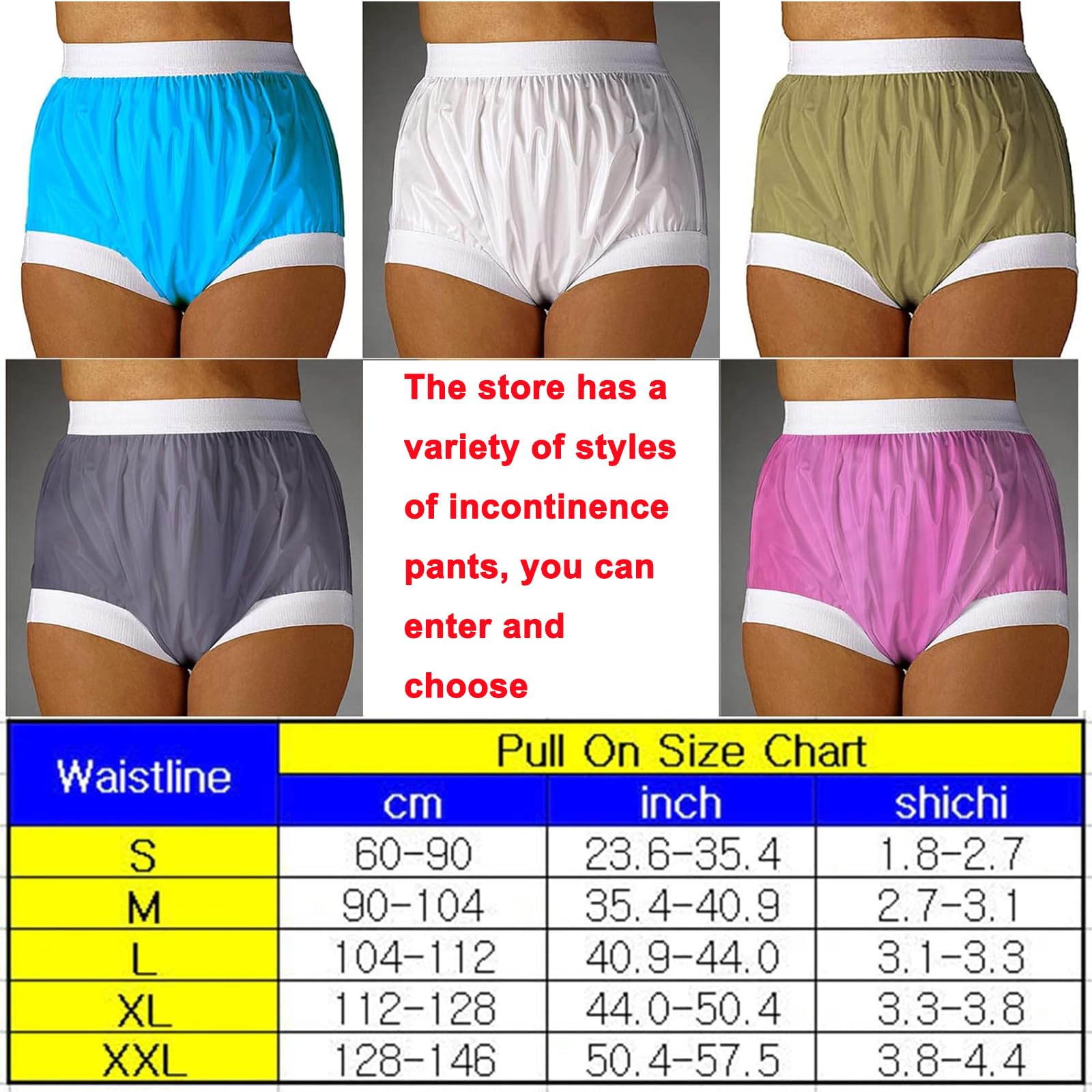 TAPIVA Plastic Pants for Adult Diapers, Plastic Diaper Covers, Plastic Underwear for Adults, Incontinence Protective Briefs, PVC Waterproof Diapers, Soft Silent for Adult Men and Women
