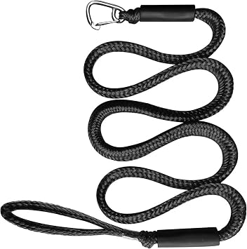 Bungee Dock Line with Stainless Steel Clip Boat Rope Mooring String with Foam Float for Docking,Kayak,Watercraft,SeaDoo,Pontoon,Canoe,Power Boat Accessory,7-10ftBlack,1PCS
