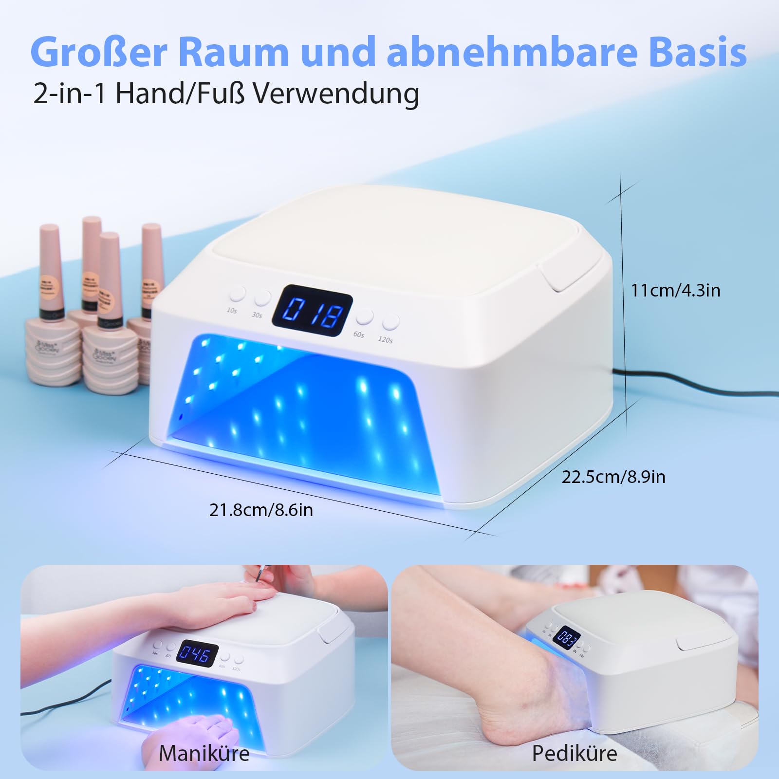 Delanie LED UV Lampe für Gelnägel mit 71 Lampenperlen & Doppelten Anzeigen, Professioneller LED Nagellampe Nageltrockner mit 4 Timer-Einstellungen & Auto Sensor, UV Nagellampe für Gelnägel & Nagellack