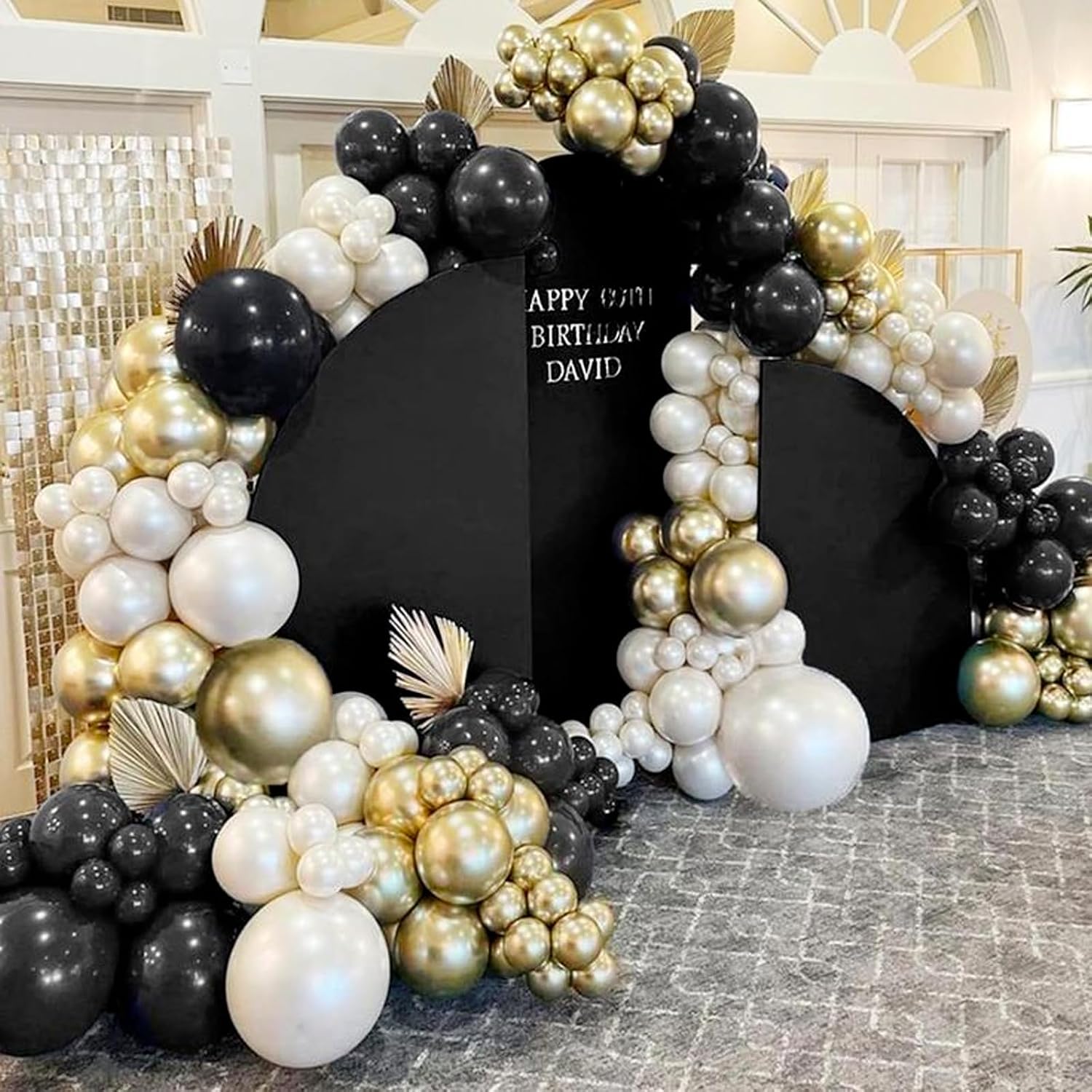 PartyWoo Black Gold and White Balloons, 140 pcs Black White and Metallic Gold Balloons Different Sizes Pack of 18 Inch 12 Inch 10 Inch 5 Inch for Balloon Garland or Arch as Birthday Party Decorations image 4