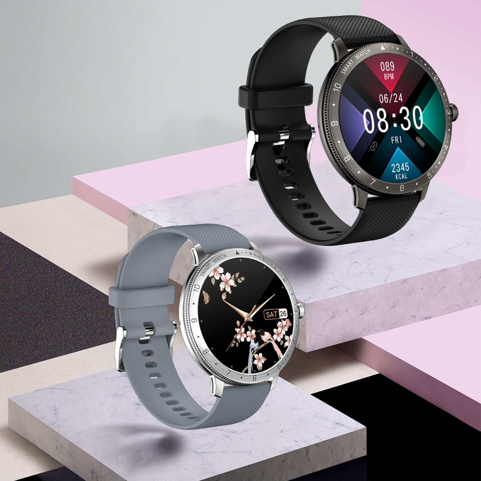 Montre Connectée Femme 2022 avec Appel/Numérotation Bluetooth Smartwatch Sport IP67 avec Lecteur de Musique Fonction Féminine Podomètre Fréquence Cardiaque Bracelet