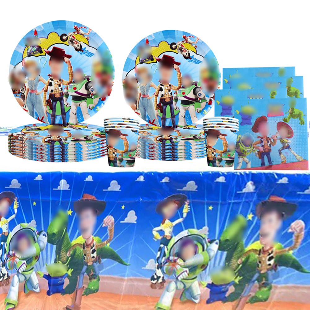 Set De Fête Enfant 51 Pièces - Nappe, Assiettes Et Gobelets Papier Pour Anniversaire 10 Personnes