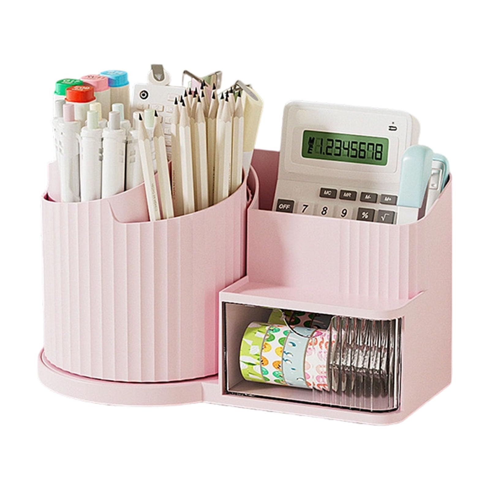 Jazuaiao Rotating Desktop Storage for Makeup and Stationery with Multiple Compartments Rotating Storage
