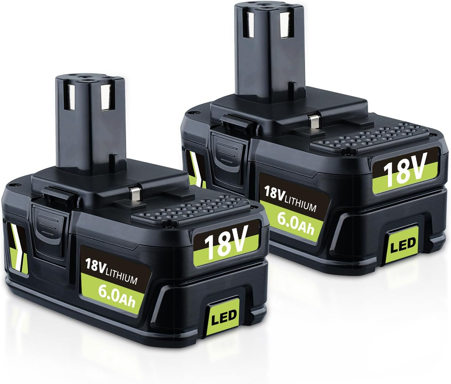 2Pack P108 6.0Ah Replacement for Ryobi 18V Battery P102 P103 P104 P105 Compatible with Ryobi 18 Volt Cordless Power Tools