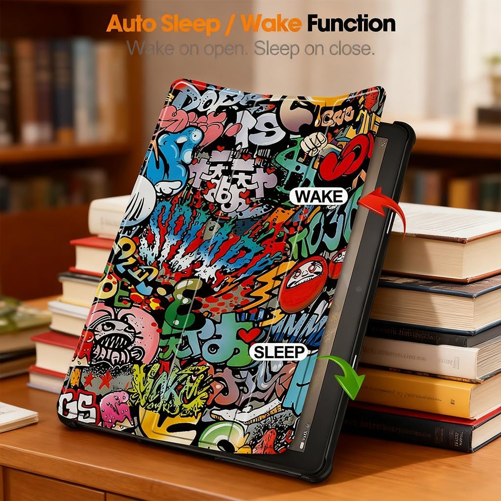 Smart Trifold Stand Case for TabletHDFlre HD 8 & 8 Plus Tablet 2024/2022/2020 (14/12/10th Gen) with Soft TPU Back and Auto Wake/Sleep Also for 10in Sony Nokia Samsung-Colorful image 4