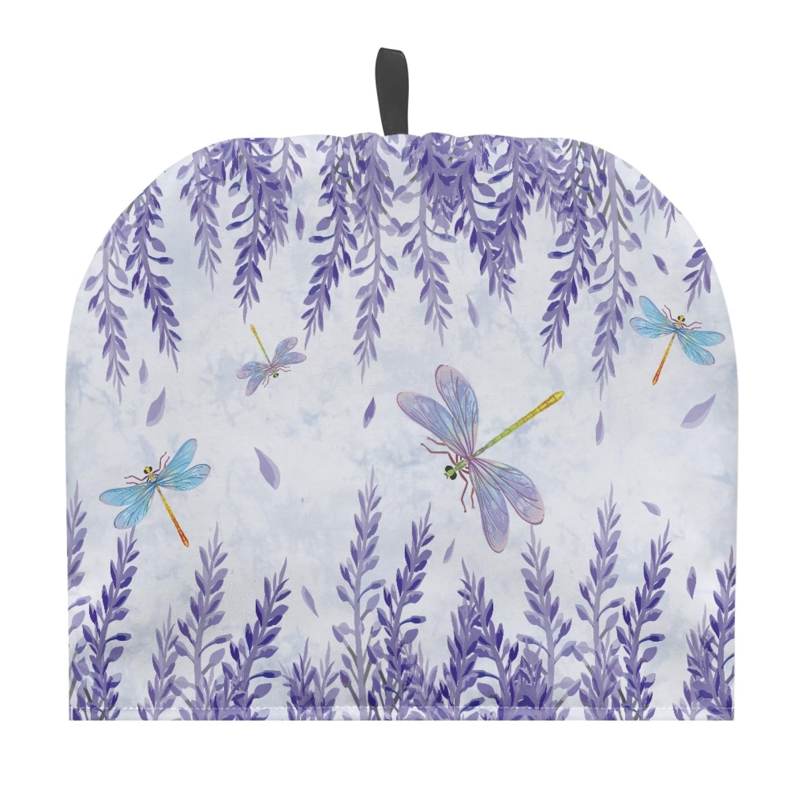 TOADDMOS Purple Floral Dragonfly Teapot Cosies Warmer, Kitchen Tabletop Teapot Dust Cover, Insulated Tea Cozy for Teapots Decorations
