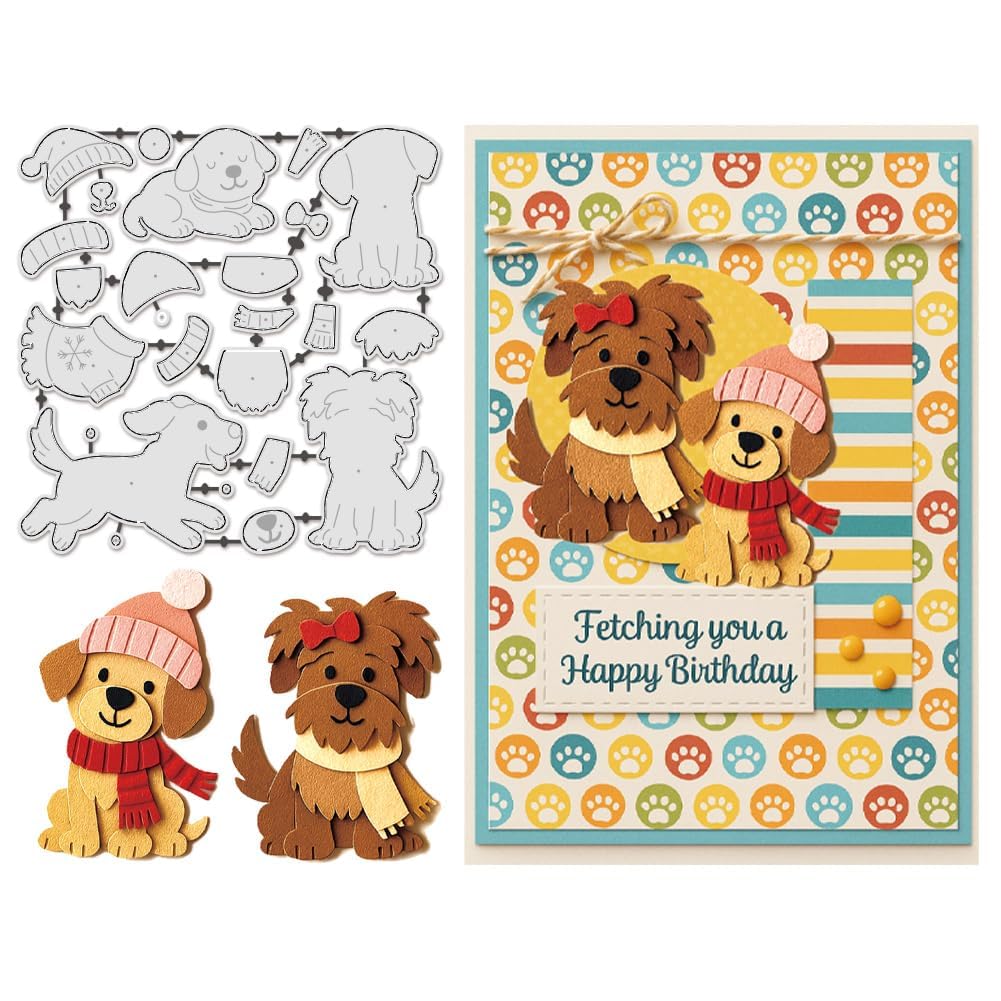 UNICRAFTALE 24pcs Animal Dog Cutting Dies for Card Making Animal Die Cut Metal Pet Cutting Die for Notebook Scrap Booking Birthday Dies Stencil DIY Embossing Paper Album Craft Decor